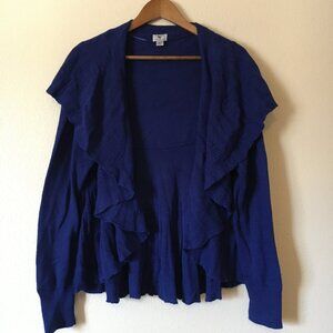 Blue Cardigan Sweater XL Open Front Shrug Worthington